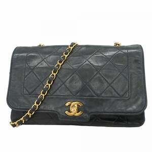 Chanel Diana Chain Shoulder Bag, Lambskin, Black, Women's